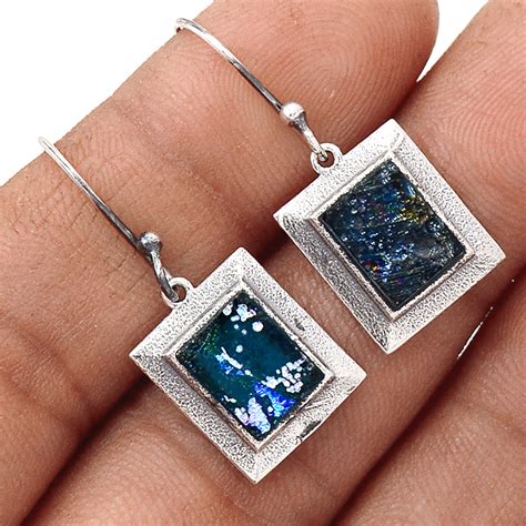 Серьги серебро 925 ручной работы с древнеримским стеклом – ELGRET