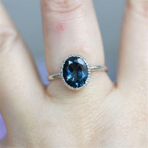 London Blue Topaz Sterling Silver Ring / Gemstone Ring / Milgrain