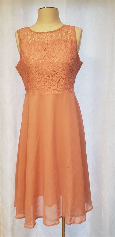 Women's Floral Lace V-Cut Back Short Sleeve Chiffon Cocktail Dress Sz