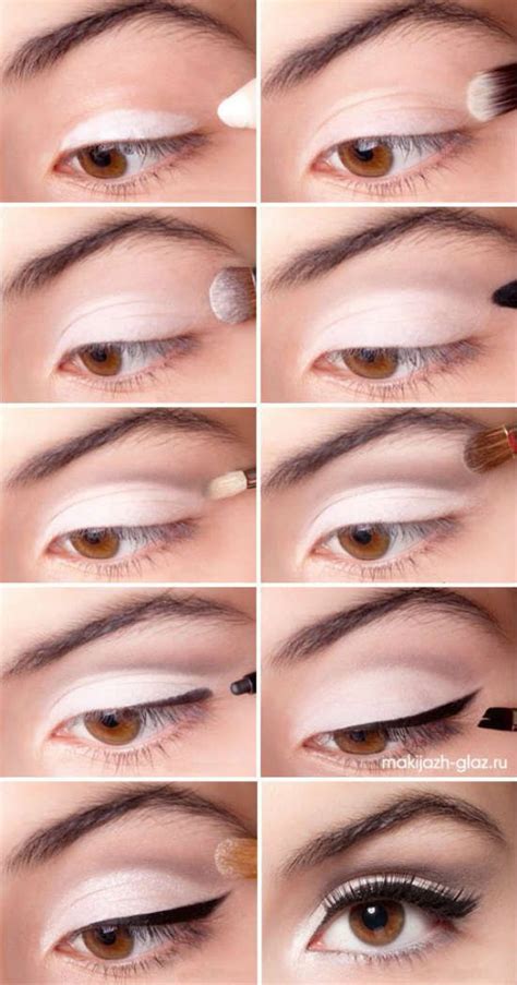Дневной макияж для карих глаз | Eye makeup, White eyeshadow, Simple eye ...