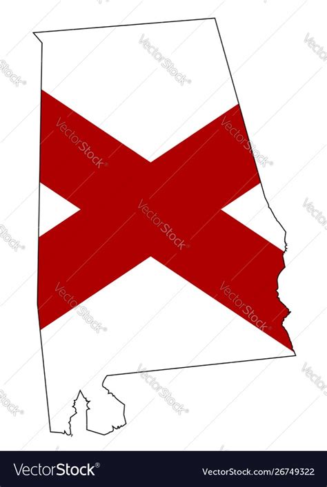 Alabama state flag and outline map Royalty Free Vector Image