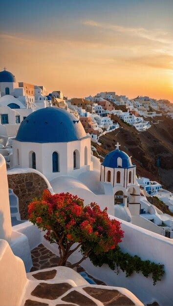 Premium Photo | Sunset Over Oia Santorini