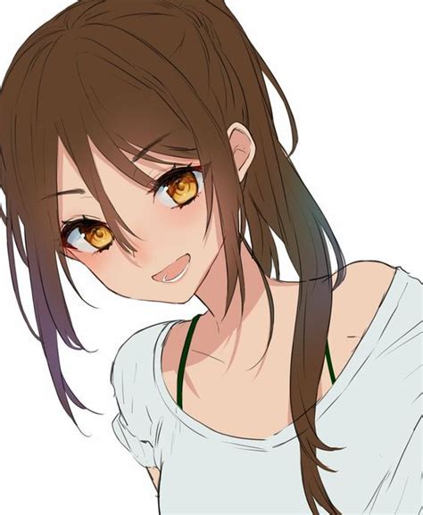 Anime Girl Brown Hair Gold Eyes | SexiezPix Web Porn