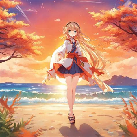 Anime Girl On The Sun On The Beech by gk444 on DeviantArt