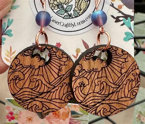 wood engraved earrings collection   styles etsy