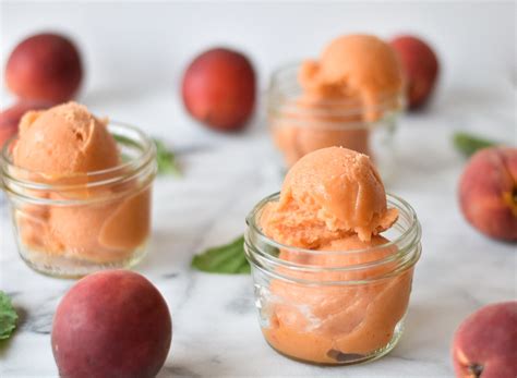 Balsamic Peach and Basil Sorbet | With Two Spoons