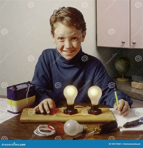 Boy Learning with Electricity Experiment Stock Photo - Image of smiling ...