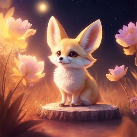Premium Photo | Cartoon Fennec Fox in dreamy style Generative AI