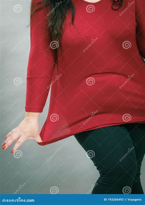 Woman Plus Size in Red Tunic Stock Image - Image of obesity, elastic