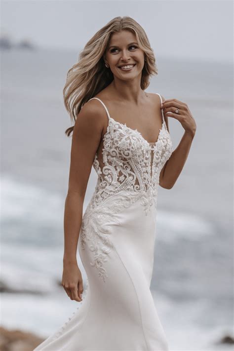 Delicate V-Neck Sheath Wedding Dress | Kleinfeld Bridal