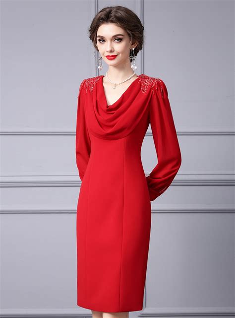 Lake Blue Long Sleeve Beading Mother Of The Bride Dress
