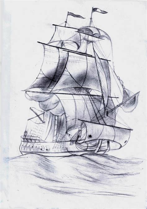 Рисунки карандашом кораблей