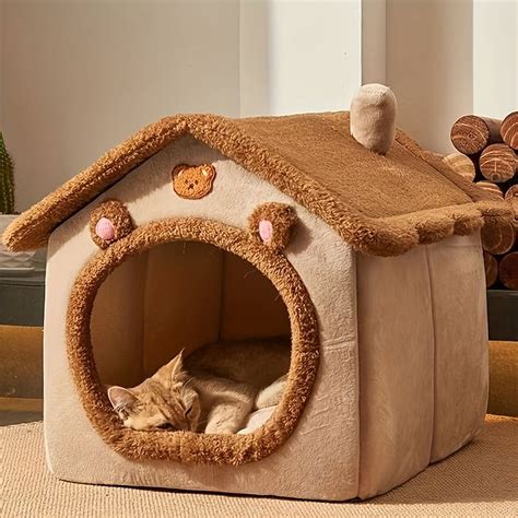 1pc Pet Bed House For Cats, Removable And Washable Cat House, Winter
