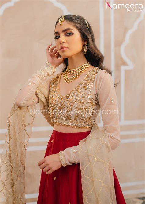 Red and Gold Lehenga Choli Dupatta for Traditional Bride – Nameera by ...