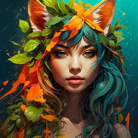 Premium Photo | Watercolor painting of a beautiful fox girl