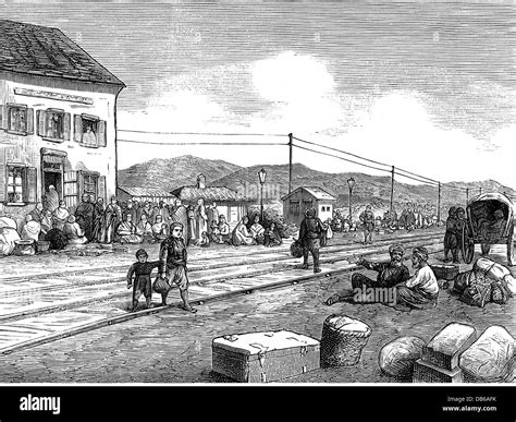 events, Russo-Turkish War 1877 - 1878, fleeing turkish families, wood ...