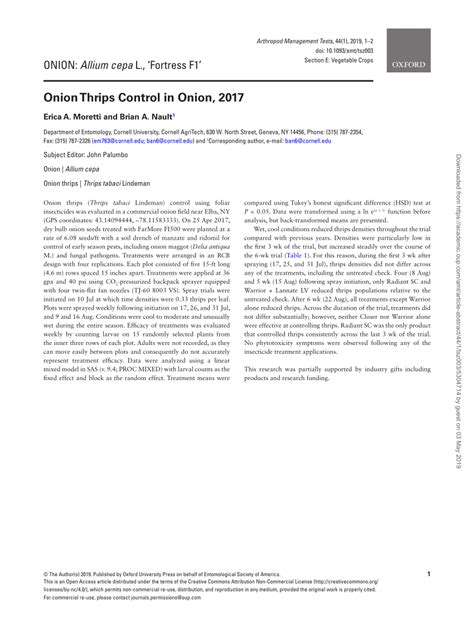 (PDF) Onion Thrips Control in Onion, 2017