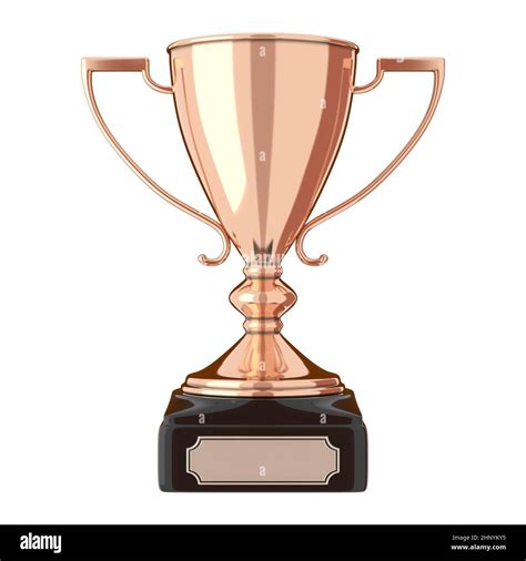 Rose gold or bronze trophy cup isolated on white background. Victory ...