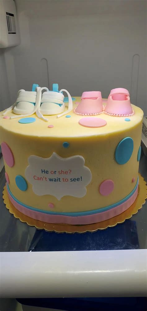 My wife's first gender reveal cake for a customer. Is it a boy or a