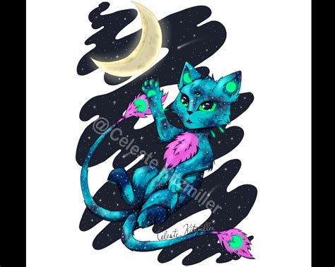 Cosmic Kitty | Digital Cat Piece, Printable Art for Cat Lovers, Instant