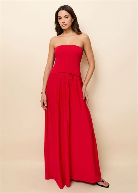 prom dresses red strapless