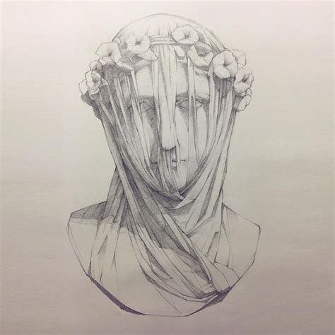 Veiled Virgin Mary Sculpture - Religious art decortation for tabletop