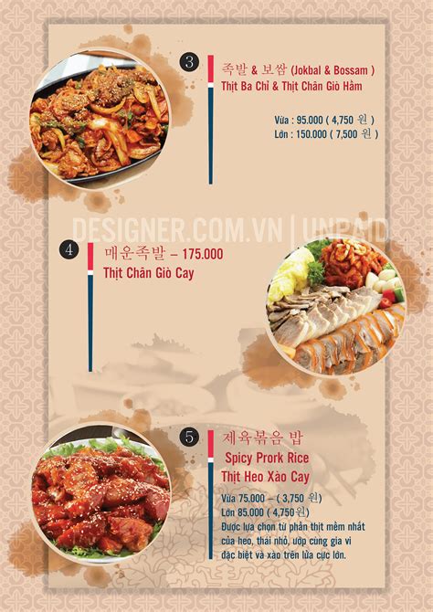 Thiết kế menu quán ăn Hàn – Project.Designer.com.vn