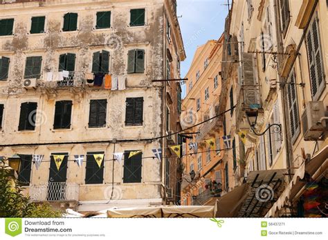 Old town Corfu Greece stock image. Image of building - 56437271