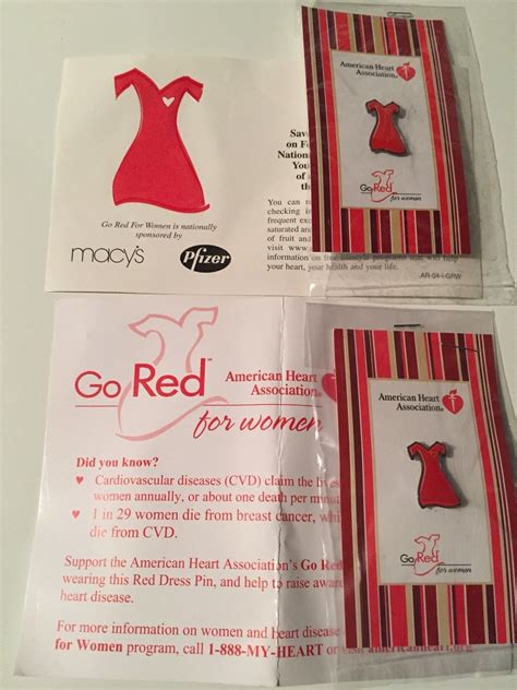American Heart Ass.-Go red for Women-2 pins 1 sticker | eBay