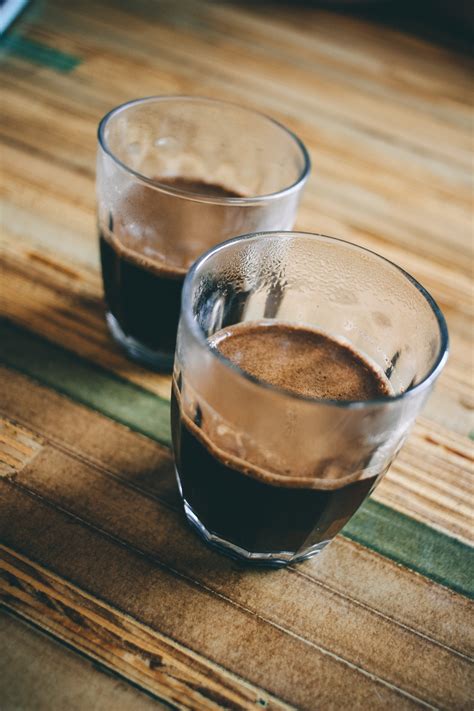 Free photo: Two Clear Drinking Glasses - Bar, Foam, Wood - Free