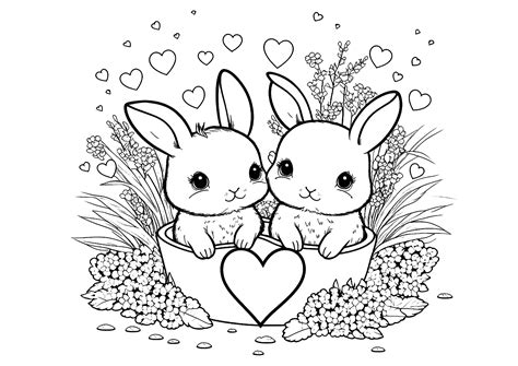 Two little bunnies - Rabbit & Bunny Coloring Pages