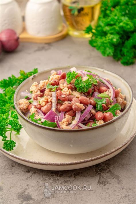 Салат с тунцом и красной фасолью — рецепт с фото | Rezepte, Abendessen ...