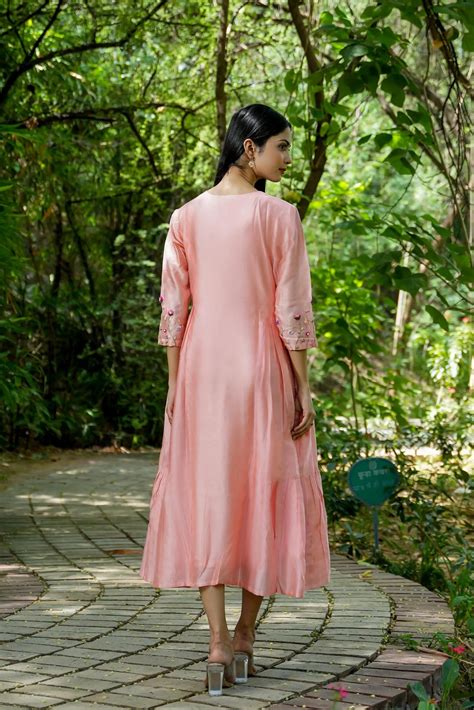 Peachy Dream Hand Embroidered Dress – Mangalmay By Aastha