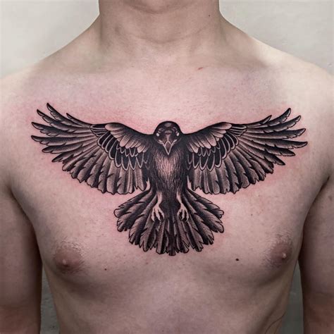 raven tattoo chest