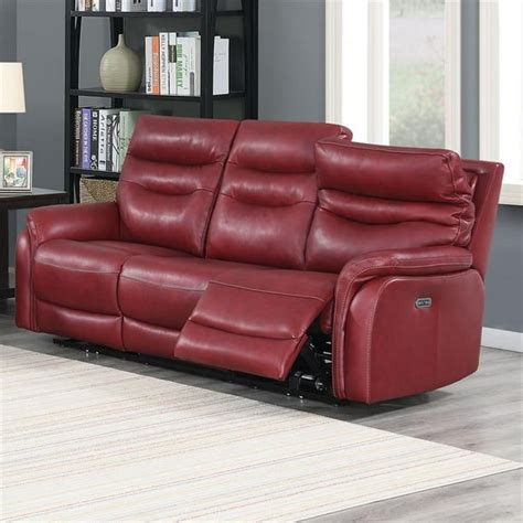 Fortuna Dark Red Leather Power Recliner Sofa - Walmart.com - Walmart.com