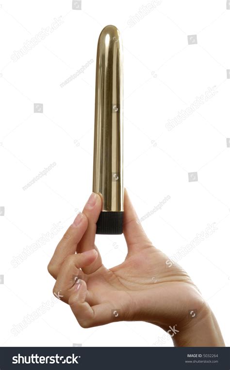 Woman Holding Golden Metallized Dildo In Her Hand Isolated On White ...