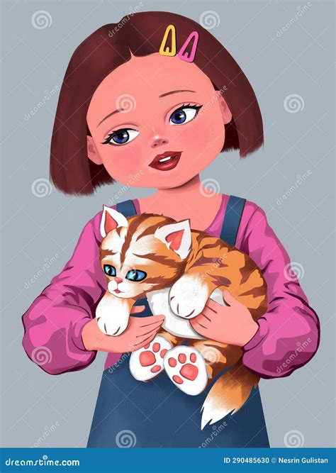 Cute Girl and Cute Kitty , Cat , Kitty , Pet , Girl , Girl , Child
