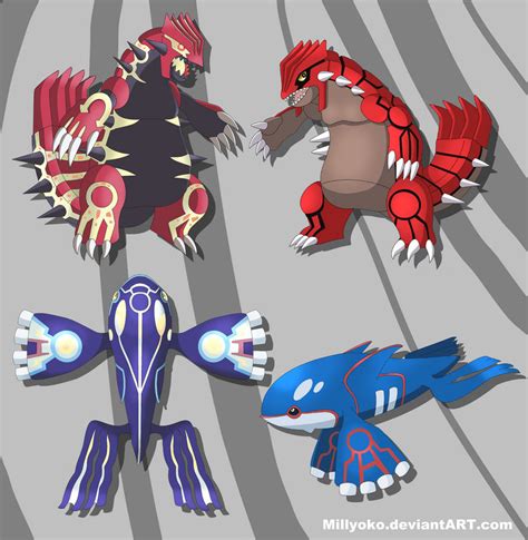 Groudon, Kyogre, Primal Groudon and Primal Kyogre by Millyoko on DeviantArt