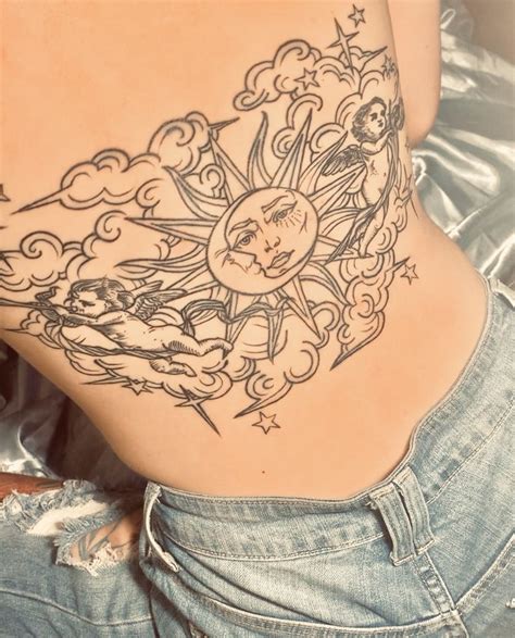 Celestial Back Tattoo: Sun & Moon Harmony