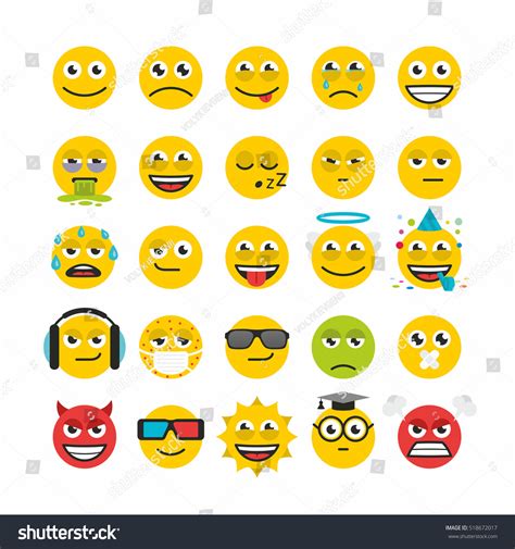 Set Of Emoticons Stock Vector 518672017 : Shutterstock