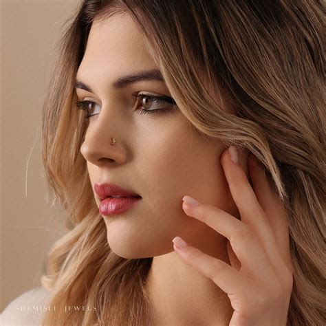 tiny moon threadless flat  nose stud ga  mm unisex