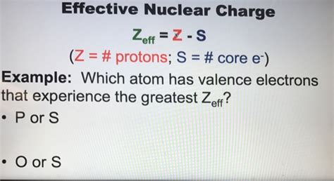 Solved Effective Nuclear Charge Z_eff = Z - S (Z = # | Chegg.com
