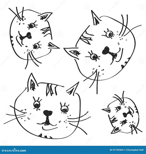Simple doodle of a cat stock vector. Illustration of doodle - 57192964