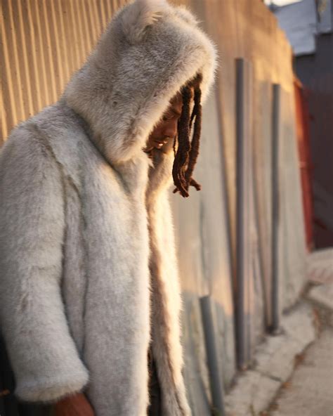 Faux Fur Grey Arctic Wolf Men's Coat with Hood | SpiritHoods