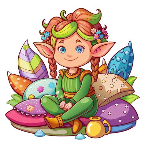 Premium Vector | Colorful illustration of loving Pixie with pillows