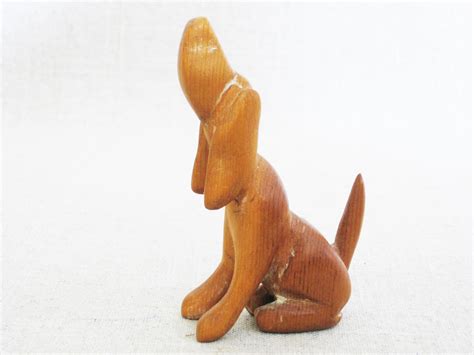 Vintage Dog Carvings, Folk Art Hand Carved Sculptures, Rustic Primitive Decor