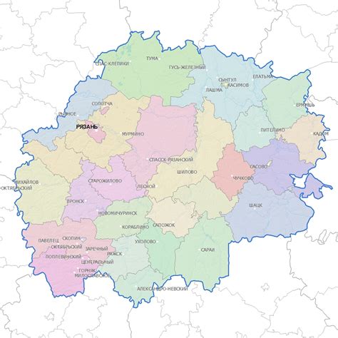 Карта Рязанской области с достопримечательностями на русском языке ...