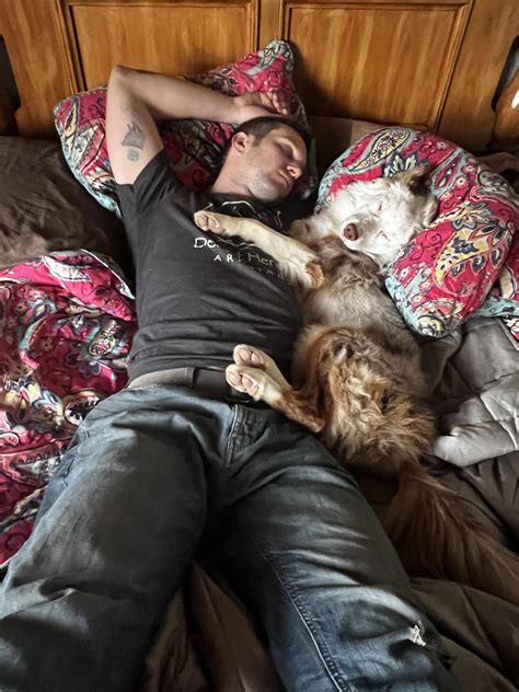 (OC) My boyfriend passed out with my Aussie pup : r/aww