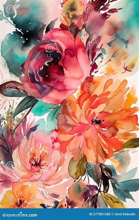 Watercolor floral painting stock illustration. Illustration of plant ...