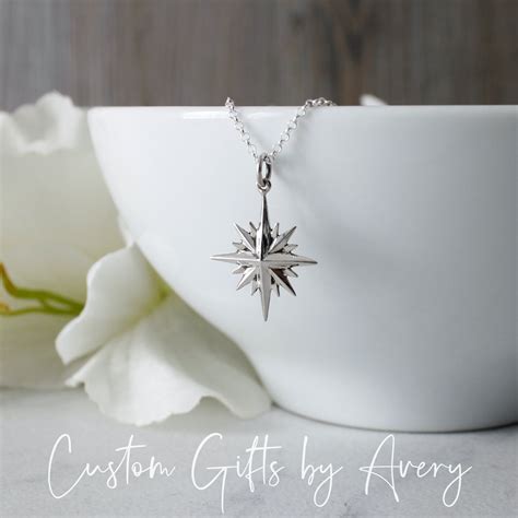 Sterling Silver North Star Pendant Necklace 16 Point North - Etsy